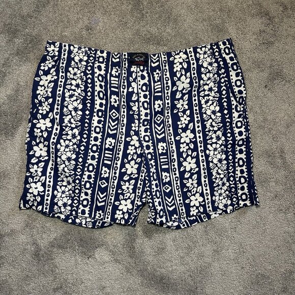 Paul Shark Yachting Nylon Swim Trunks Men L Large Blue Floral Lined Shorts - Picture 1 of 15